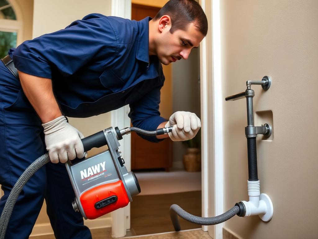 Professional plumber at work