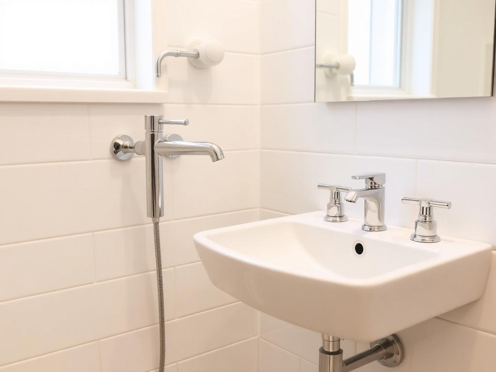 Modern bathroom with new chrome fixtures